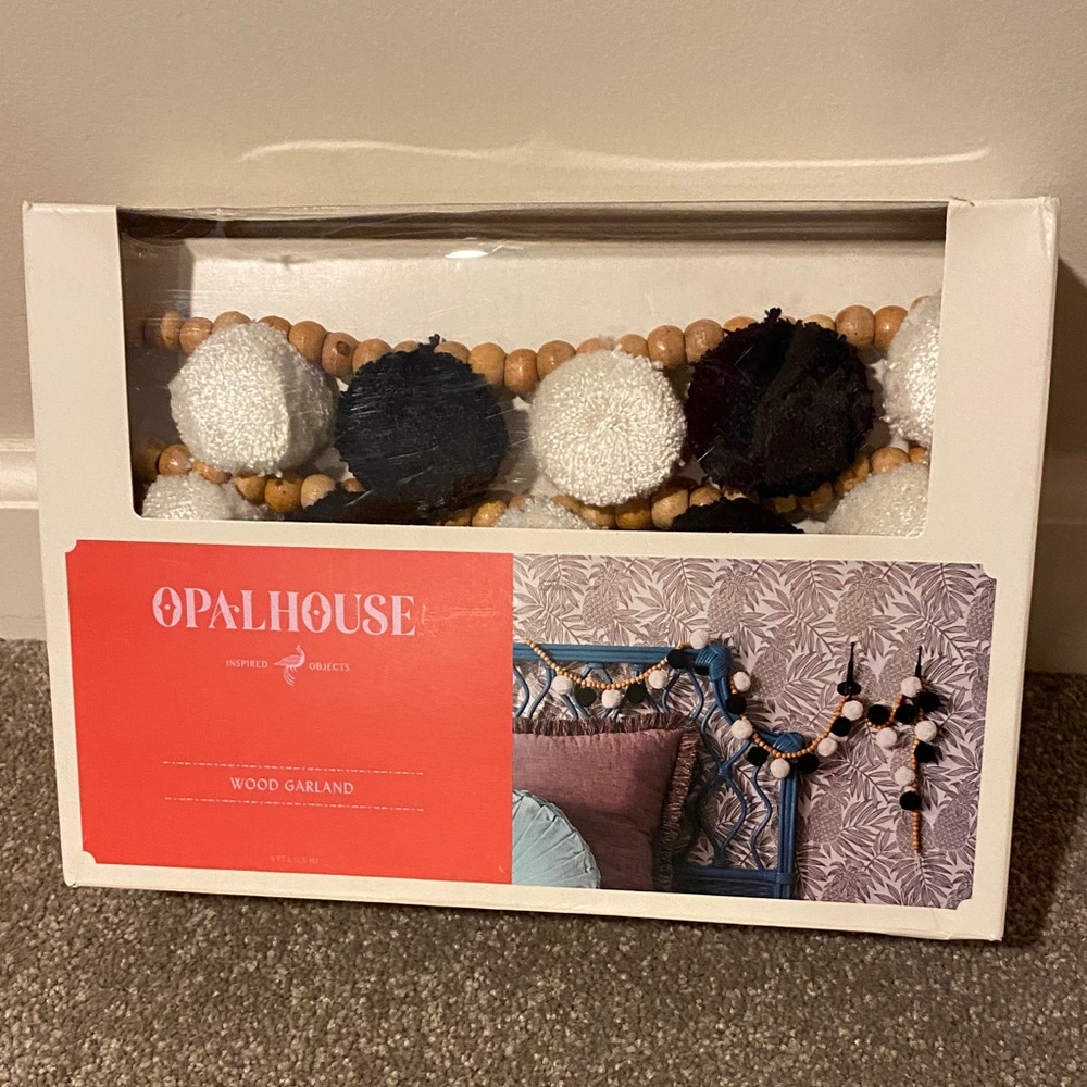 Opalhouse Wood Garland with Black and White Accents